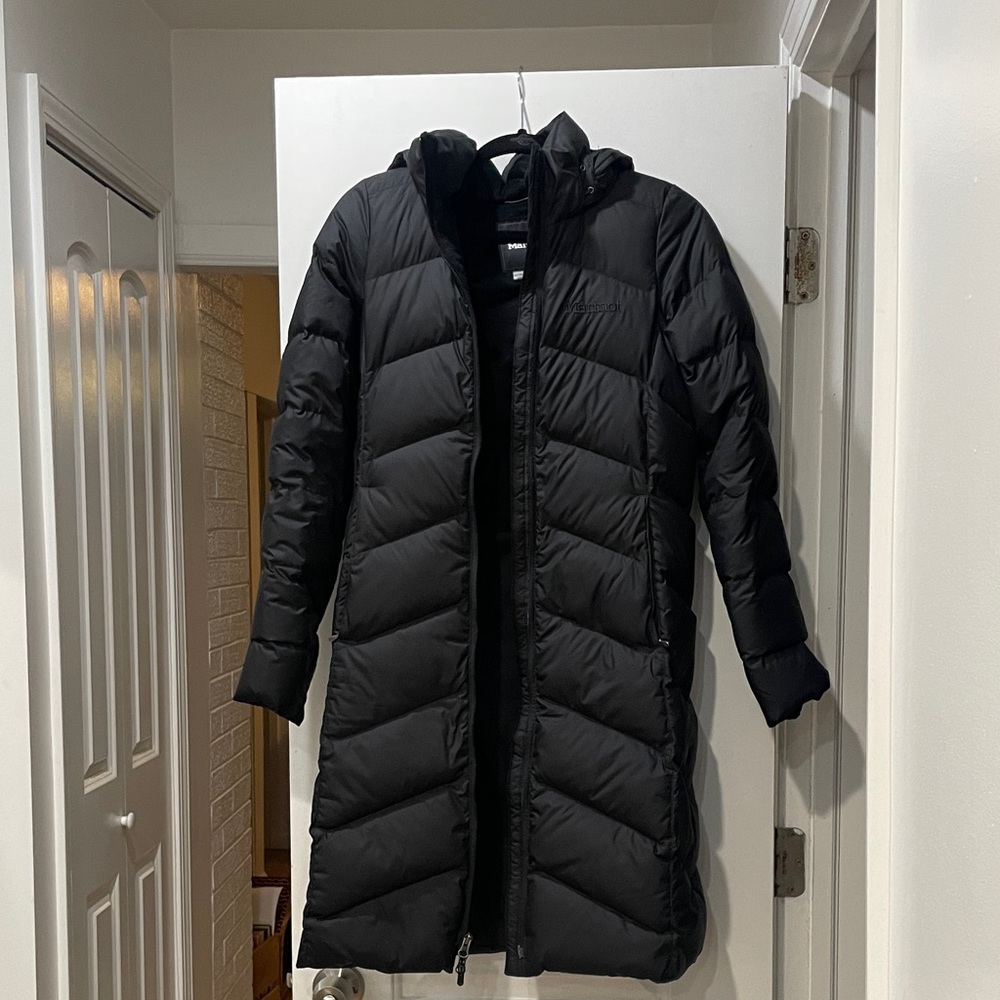 Marmot Women's Long Black Puffer Jacket, Coat, Parka